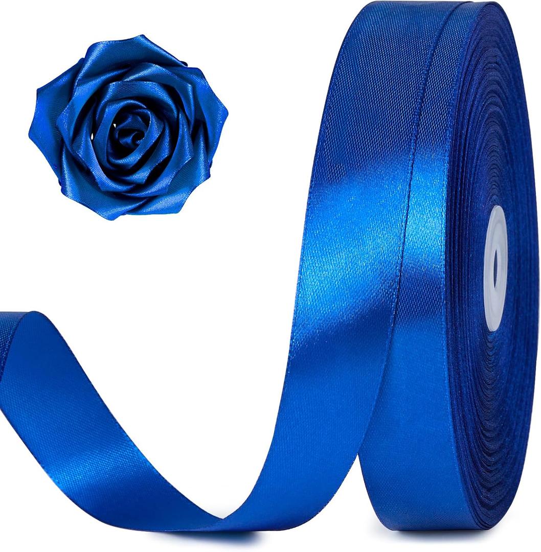 100 Yards 1 Inch Royal Blue Satin Ribbon, Solid Craft Fabric Ribbon for Christmas Gift Wrapping, Bows Making, Flower Bouquet, Wedding Party Decoration
