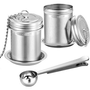 House Again Tea Infuser (2 Pack with Scoop), Extra Fine Mesh Tea Infusers for Loose Tea, 18/8 Stainless Steel Tea Strainer with Extended Chain Hook, Tea Steeper for Brew Tea, Spices & Seasonings