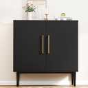 Modern, Free Standing Cabinet, Black Sideboard and Buffet Storage with Doors, Wood Accent Cabinet for Living Room, Hallway, Entryway, Dining Room, Bedroom (1, Black)