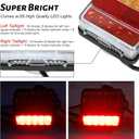 LED Magnetic Trailer Light Kit, 2PCS LED Trailer Light Universal, Direction Indicator Brake License Plate Light, IP68 Waterproof, Adsorbed Magnet, with 24ft Cable 7-pin Plug (Red Amber Lens)