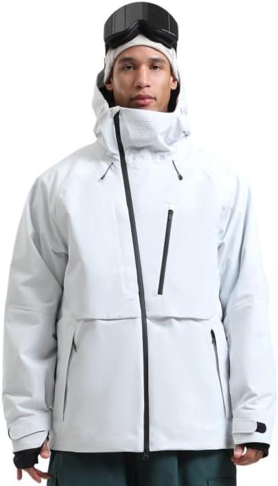 GSOU SNOW Men's Snowboard Jacket Waterproof Ski Coat Winter Snow Insulated Windproof Jacket (X-Large, Grey)