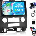 4Core 2G+64G Car Radio for Ford Escape 2007-2012/Mazda Tribute 2007-2012, Rimoody Android Car Stereo Carplay Android auto 9 Inch Touch Screen GPS Navigation WiFi Bluetooth FM + Backup Camera