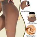 Fleece Lined Tights Women Fake Sheer Thermal Winter Warm Pantyhose (Brown)