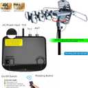 PBD Outdoor Digital Amplified HDTV Antenna, 150 Mile Motorized 360 Degree Rotation, Wireless Remote Control, 59FT RG6 Coax Cable, Coaxial Grounding Block, UHF VHF 1080P 4K, Support 2 TVs