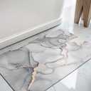 DEXI Bathroom Mat Ultra Thin, Non Slip Bath Rug for Shower Floor, Absorbent Quick Dry Marble Bathmats Low Profile, 16x24, Light Grey