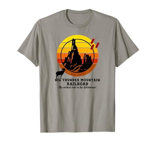 Design Trends Shop Big Thunder Mountain Railroad, The Wildest Train Ride, West Unisex-Adults Kids T-Shirt, Grey, Large, Short Sleeve