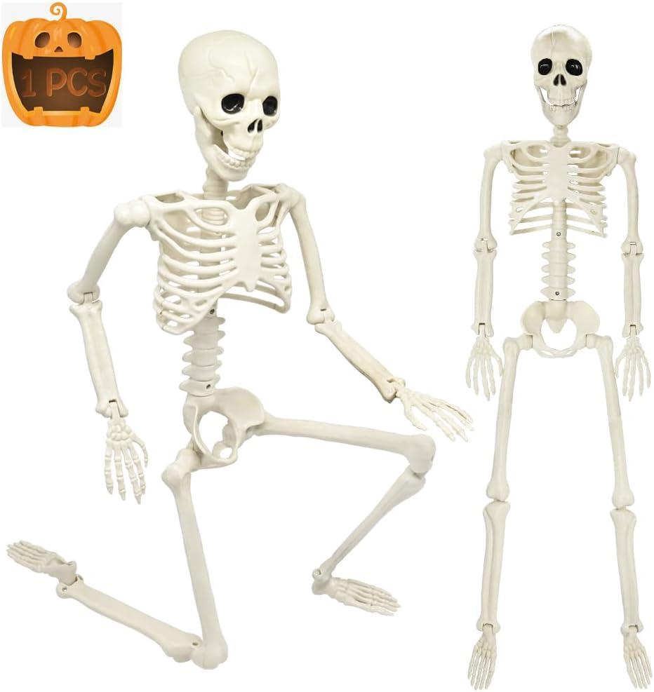 CAMIRUS 3FT Skeleton, 36" Full Body Skeleton with Movable Posable Joints, Realistic Plastic Bones Halloween Prop for Outdoor Haunted House Decorations