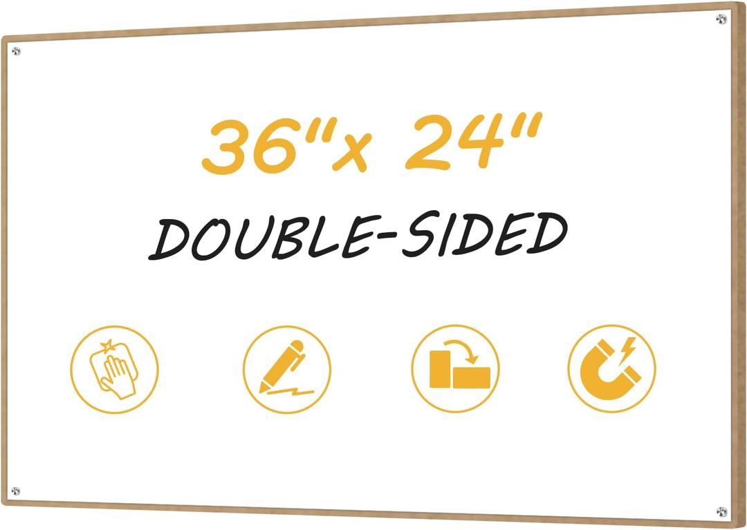 36x24 Small Dry Erase Board for Wall 3' x 2' Double Sided Magnetic White Board Without Frame for Office, Class, Home