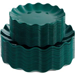 LIYH 50 Pcs Green Plastic Christmas Plates Reusable - Christmas Plastic Plates Unbreakable Holiday Dinnerware Dishes Fancy Scalloped Plate Dishwasher Safe BPA Free for Xmas Day (25Guests)