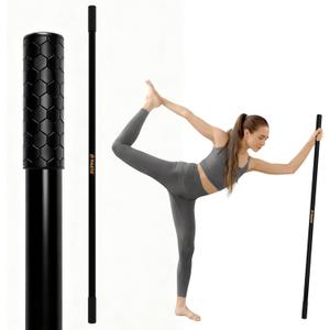 PAETA Yoga Stick for Stretching, 5ft Exercise Stick for Mobility & Flexibility, Bamboo Stretch Bar and Posture Pole with Non-Slip Grip - Includes Free Video Guide (Black)
