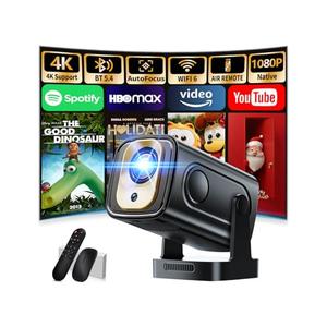 Projector [Auto Focus & Native 1080P & Built-in Apps] Mini Portable Projector 1080P, 4K Full HD with WiFi 6 & Bluetooth 5.4, Auto Focus & Keystone, 270° Rotatable, Compatible with Phone/HDMI/USB,Black