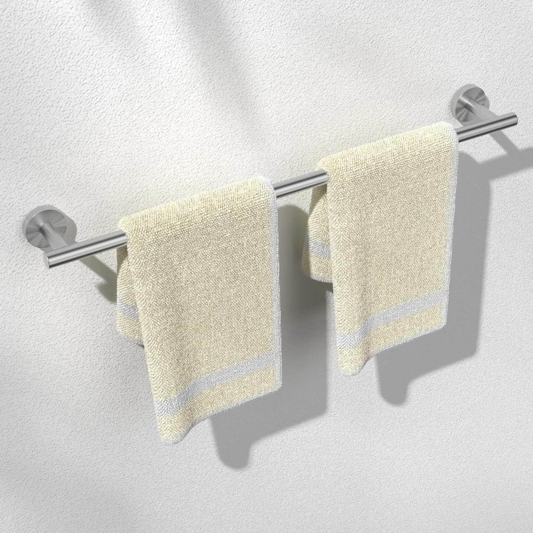 Brushed Nickel 24 Inch Towel Bar for Bathroom, SUS304 Stainless Steel Bathroom Towel Rack Wall Mounted, Modern Home Decor Bath Towel Holder with Hardware Accessories (Total Length 25.7 Inch)