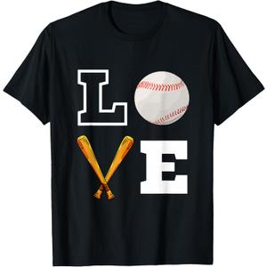 LOVE heart baseball valentines birthday men women boys girls T-Shirt L, Black