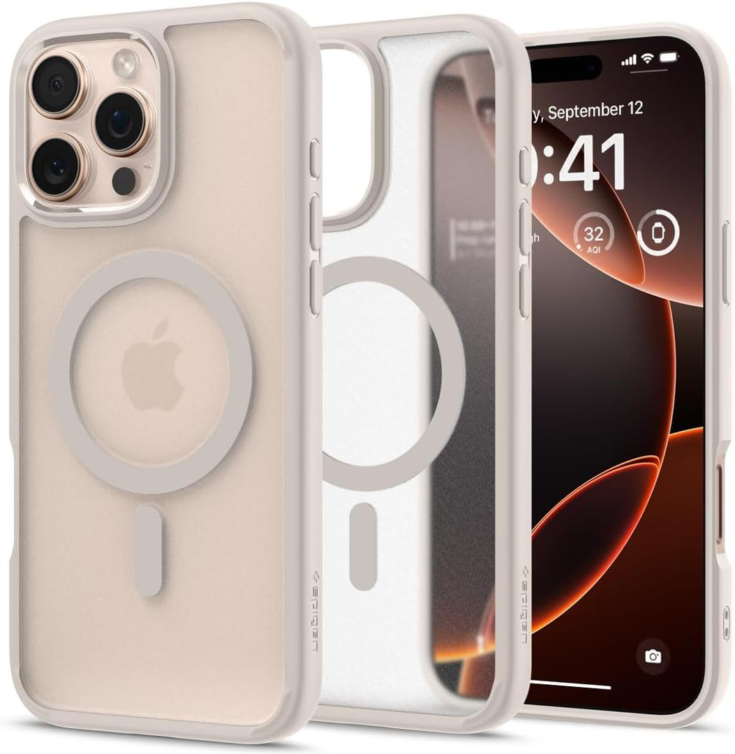 Spigen for iPhone 16 Pro Max Case, Ultra Hybrid MagFit [Compatible with Magsafe] [Anti-Yellowing] [Military-Grade Protection] - Frost Natural Titanium