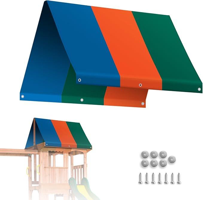 Replacement Swing Set Replacement Tarp for Backyard Wood Playset Swing Set -Only Backyard Playset Canopy Cover (Multicolor, 52" X 94")