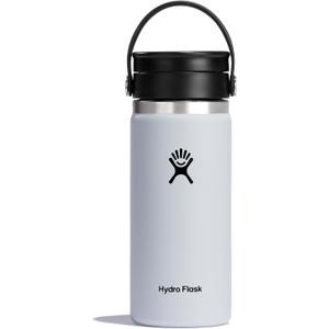 Hydro Flask Water Bottle - Insulated Stainless Steel - Wide Mouth Flex Lid, Non Spill, Leakproof and Refillable in 16 Oz White