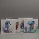 Watercolor Octopus Seaturtle Seahorse Jellyfish Wall Art Beach Bathroom Decor Sea Animal Canvas Pictures for Bedroom Living Room Home Decoration Ocean Marine Life Coastal Painting Artwork 12x12" 4 Pcs