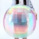3 Pcs 32 Inch Iridescent 4d Round Ball Balloons Holographic Balloons for Spring, Clear Foil Decor Folding Rainbow for Under the Sea Mermaid Groovy Party, Stage, Wedding, Birthday Party