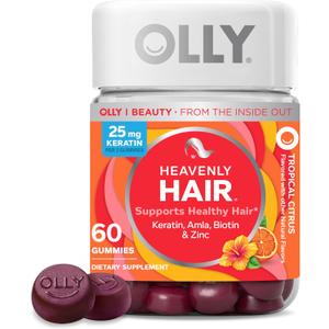OLLY Heavenly Hair Gummy, Supports Healthy Hair, Keratin, Biotin, AMLA, Chewable Supplement, 30 Day Supply - 60 Count, Best By: 10/05/26