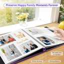 Popotop Photo Album Self Adhesive Scrapbook for 4x6 5x7 8x10 photos for Wedding Gifts & Baby Book, Leather Hardcover DIY Memory Book for Anniversary Family with Postcard, with A Scraper & Metallic Pen (12.6"x13.2" 20pages, Purple)