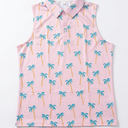 Womens Palm Trees Sleeveless Golf Shirt Athletic Tank Tops Ladies Casual Summer Palm Trees Golf Wear Polo Tennis Shirts for Women Large