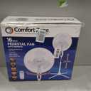 Comfort Zone 16-Inch Oscillating Pedestal Fan with Remote Control, 3-Speed High-Velocity Cooling, Adjustable Height & Tilt, Quad-Pod Folding Base, White ETL Listed