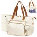 Diaper Bag Tote, Large Baby Diaper Bags Waterproof, Hospital Bag for Labor Delivery with Pacifier Case, Changing Pad, Shoulder Strap, Beige