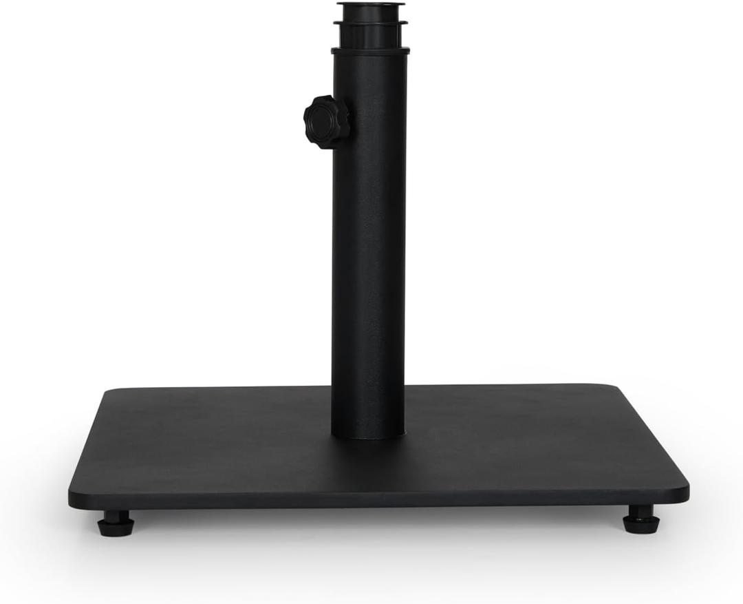 Backyard Expressions 25 Lb Steel Patio Umbrella Base Stand, Black | 25 Lb Steel Design, Low-profile Shape, Fits 1.5 To 2 In Poles, Adjustable Knob, Great For Patio Table Umbrellas