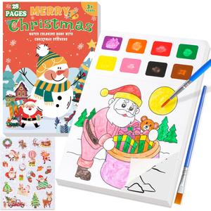 Yeolepor Christmas Crafts for Kids - Paint with Water Books and Stickers for Toddlers Mess Free Water Coloring Book Painting Craft Activities Xmas Stocking Stuffers Toy Christmas Gifts for Boys Girls