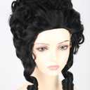 Colonial Wigs for Women Black Victorian Court Vintage Wig Baroque Fluffy Beehive Wigs Halloween Costume Party Dress Wig