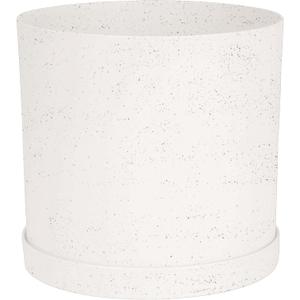 Bloem Mathers 10" Plastic Planter - Modern Indoor Pot with Drainage Holes and Saucer Tray, Vanilla Bean