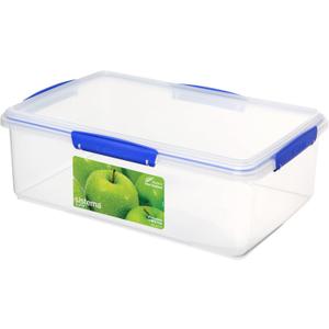 Sistema KLIP IT Food Storage Container, 7 L, Airtight & Stackable, BPA-Free, Clear with Blue Clips (236oz)