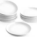 XINLTC 16 Piece Ceramic Appetizer Plates, 5.6 Inch Small Dessert Plates Set, White Round Plates for Bread, Butter, Snack, Lightweight Dinnerware Saucer Sets - Ivory, Oven, Microwave & Dishwasher Safe