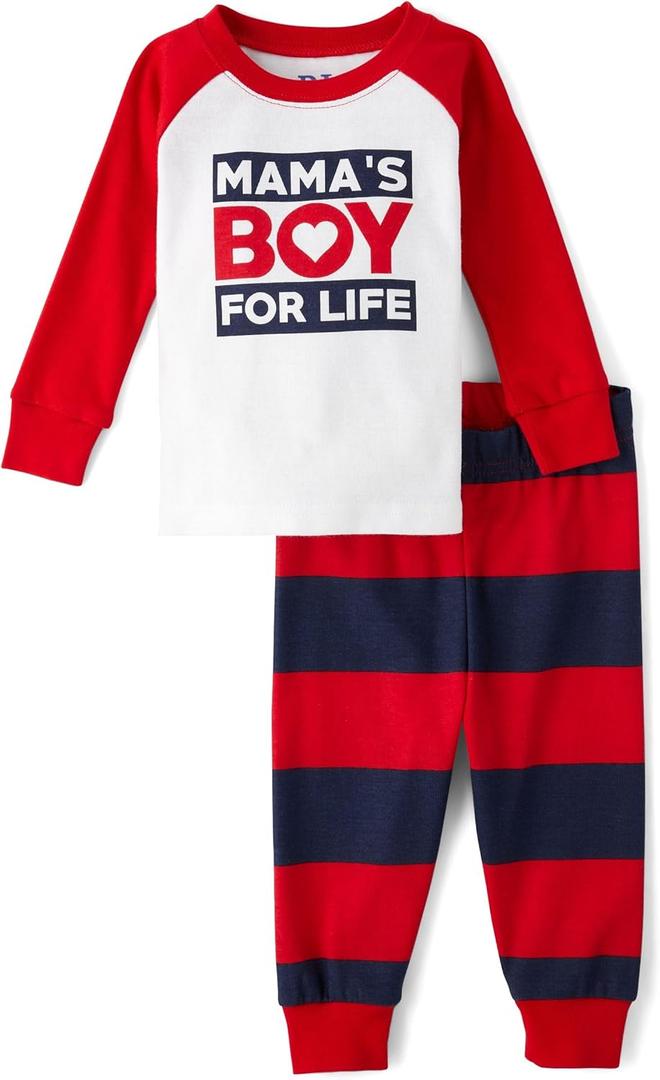 The Children's Place baby boys Button Long Sleeve Top and Pants Snug Fit 100% Cotton 2 Piece Pajama Set (3T)