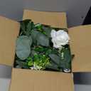 2 Pack 13Ft Artificial Spring Eucalyptus Flower Garland with White Roses, Fake Flower Greenery Floral Green Garland Vines for Wedding Arch Table Runner Backdrop Mantle Home Decorations (White)