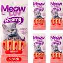 Ultra Chewy Meow Luv Lickable Cat Treats Salmon Flavor Squeeze Tubes Carrageenan Free, No Artificial Preservatives Prebiotic Fiber, L-Taurine & Milk Thistle 0.5 oz Tubes, Pack of 5 (EXP 04/30/27)