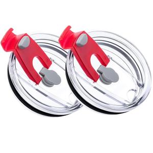 20 oz Tumbler Lids, 2 Pack Spillproof Splash Resistant Lid for Yeti,Beast,Juro,Ozark Trail,Atlin,Coffee Mug and More Cooler Cup,Covers for 20 Ounce Tumbler (Red, 20 OZ)