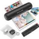 Laminator Machine 9-Inch Portable Thermal Laminater with Hot & Cold Modes, A4 Small Laminating Machine with ABS Jam-Release, 3-Min Warm-Up, 6-in-1 Photo Laminadoras Kit for Classroom, Black