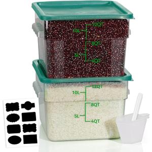 12QT 2PCS NSF Commercial Clear Food Storage Containers with Lids(GREEN), 12 quarts