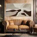 Hand-Painted Abstract Canvas Art – Neutral Beige, Brown, Taupe Textured Modern Wall Art for Living Room, Bedroom, Office, Ready to Hang, 24×48 in