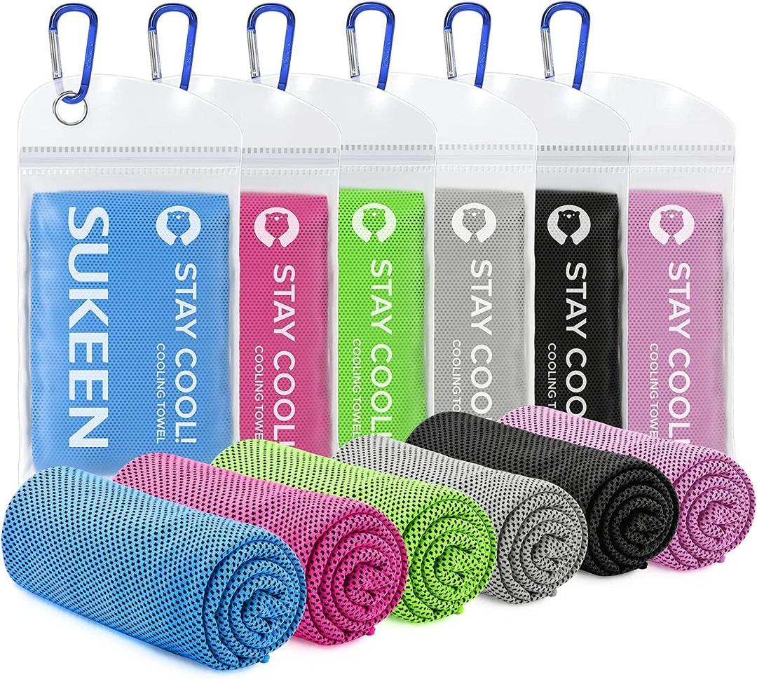 Sukeen Cooling Towel (40"x12"), Ice Towel Sets, Soft Breathable Chilly Towel, Microfiber Towel for Yoga, Sport, Running, Gym, Workout, Camping, Fitness, Workout & More Activities (Blue/Pink/Green/Grey/Black/Light Purple)