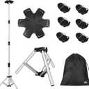 [Extra Tall] Affordura Boat Cover Support Pole with Metal Tripod Base and Hexagon Top, 27-71" Adjustable Poles with 6 Straps, Pontoon Cover Support System, 1 Set