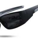 LYZOIT Polarized Sports Sunglasses for Men Women Wrap Around Unbreakable Frame Driving Fishing Cycling Running (Matte Black | Polarized Dark Black)