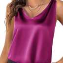Zeagoo Women 2025 Silk Satin Tank Tops Dressy V Neck Camisole Blouse Casual Sleeveless Cami Summer Tanks Shirt, 2XL
