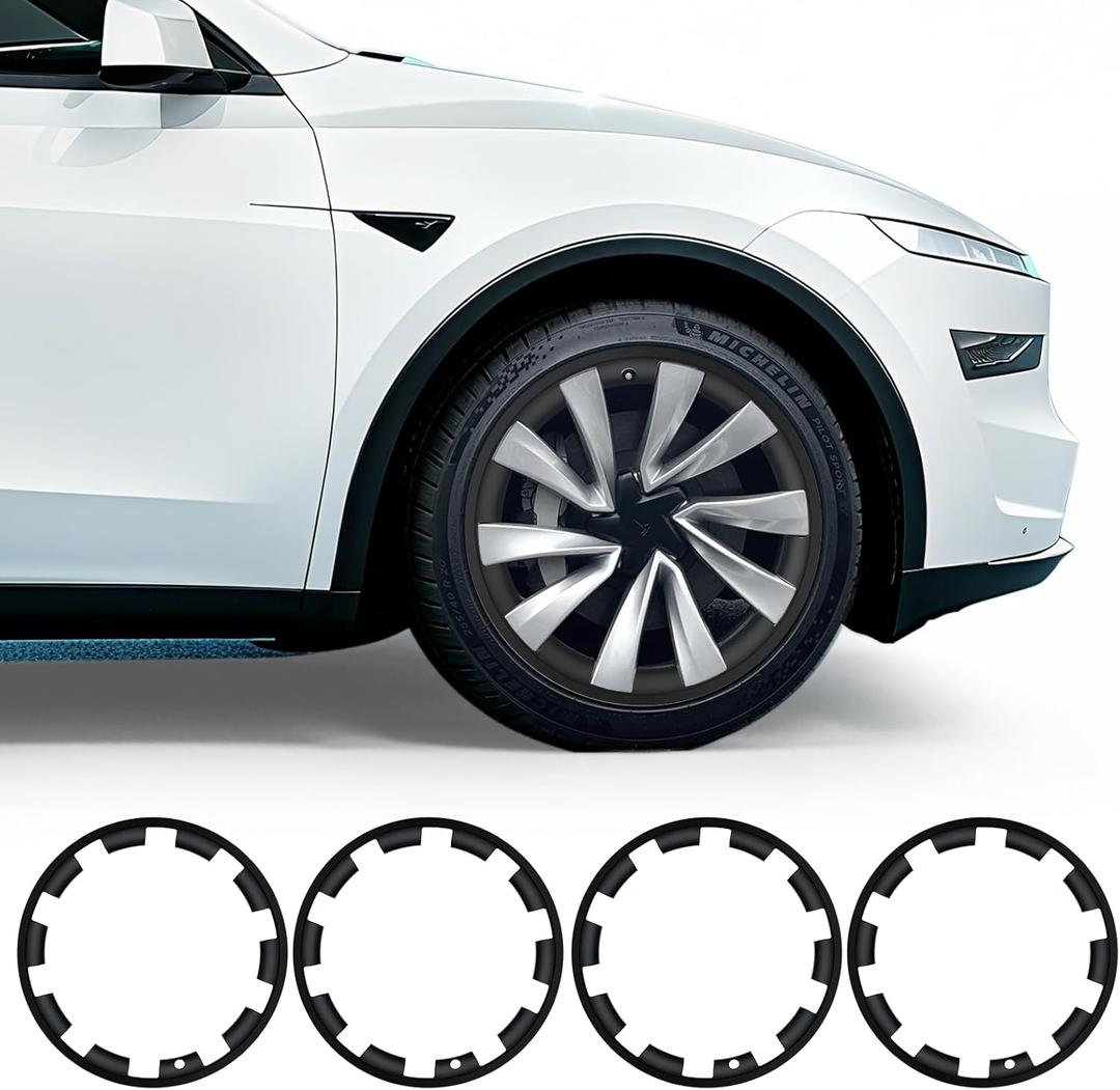 Tesla Model Y Juniper Rim Protector Fit 20" Helix 2.0 Wheels 2025-2026|Wheel Covers 20 inch|ABS Guard Hubcap Cover for Curb Rash Prevention| Model Y Juniper Accessories|Matte Black(Set of 4)