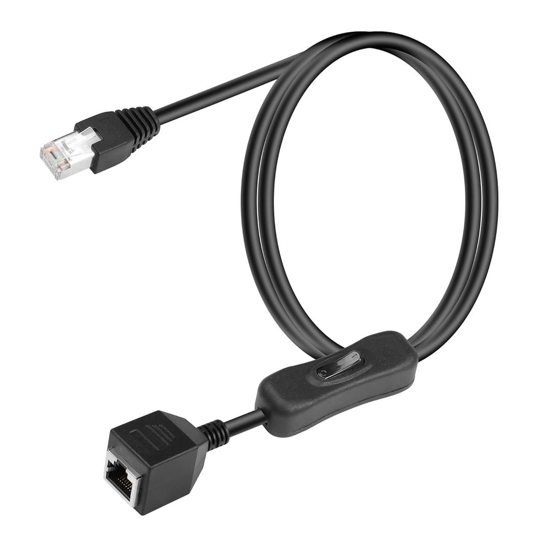 SinLoon Cat6 Ethernet Cable with On/Off Switch High Speed RJ45 Male to Female Extension Cable with 304 Switch Cat6 Internet Network Cable, 1M 3.3FT (Male to Female)
