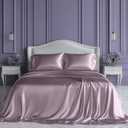SLEEP SANCTUARY Satin Sheets King Size  4 Piece Luxury Silky Bed Set, Softer Than Silk, 15" Deep Pocket, Cooling & Wrinkle-Free, Moisture-Wicking & Breathable for Hair & Skin (Lavender)