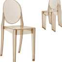 Ghost Chairs, Stackable Acrylic Event Chairs, Set of 4, Amber, 14.5" W x 20" D x 35.5" H