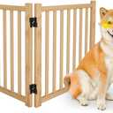 Wooden Freestanding Dog Gates, Foldable Wood Pet Gate Indoor, No-Painted Puppy Gate for Doorways, Stairs, 23" Height-2 Panels