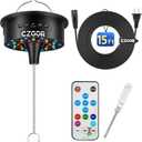 Disco Ball Motor with Remote, 0-15RPM Adjustable Speed Rotating Disco Ball Spinner, 30 RGB LEDs, 15ft Power Cable, Support 4''~16'' Mirror Balls, for DJ Party Home Bands Christmas Wedding Camping